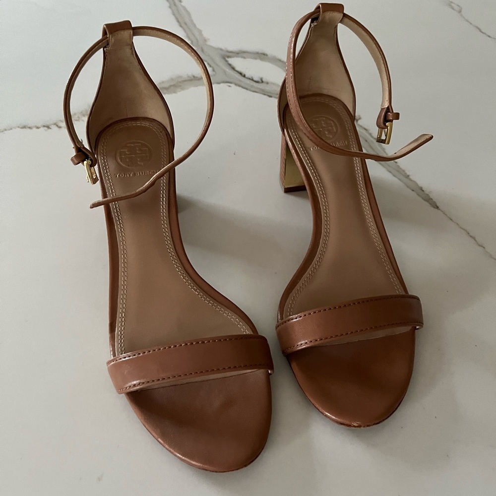 Tory Burch tan ankle strap sandals